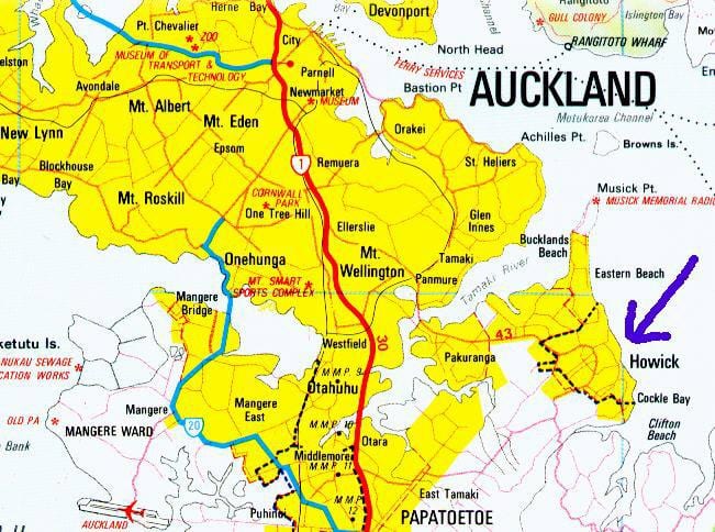 քարտեզ Ховик, Auckland