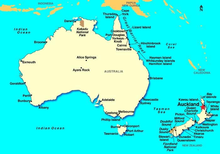 Auckland աշխարհի քարտեզի վրա
