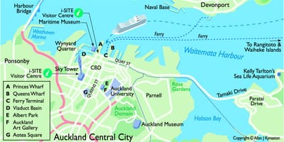 Auckland տերմինալը կռուիզ liners քարտեզի վրա